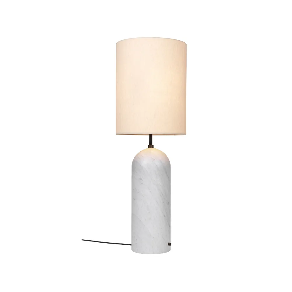 Gravity XL golvlampa, vit marmor/canvas, high GUBI