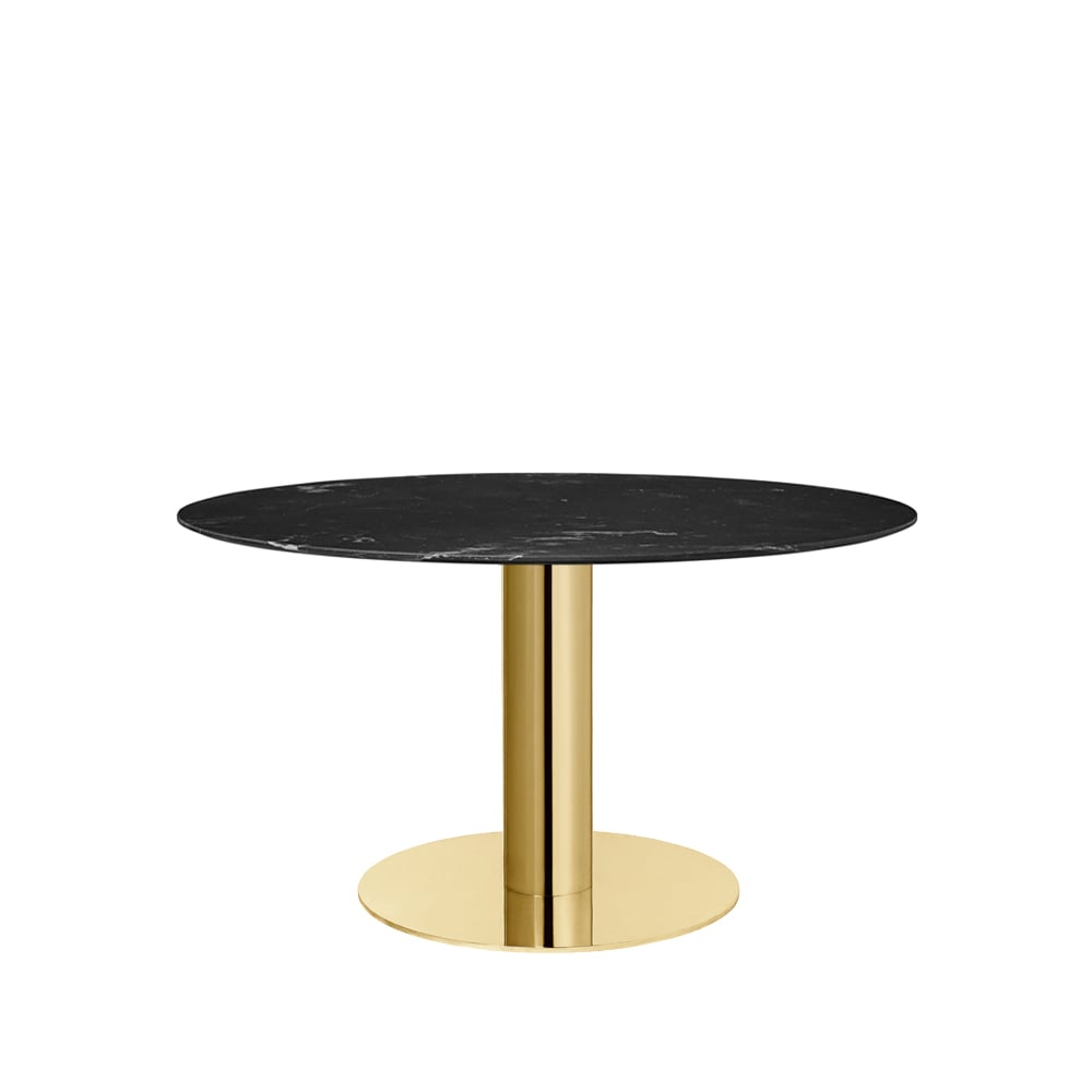 Gubi 2.0 matbord marble black, ø130, mässingsstativ
