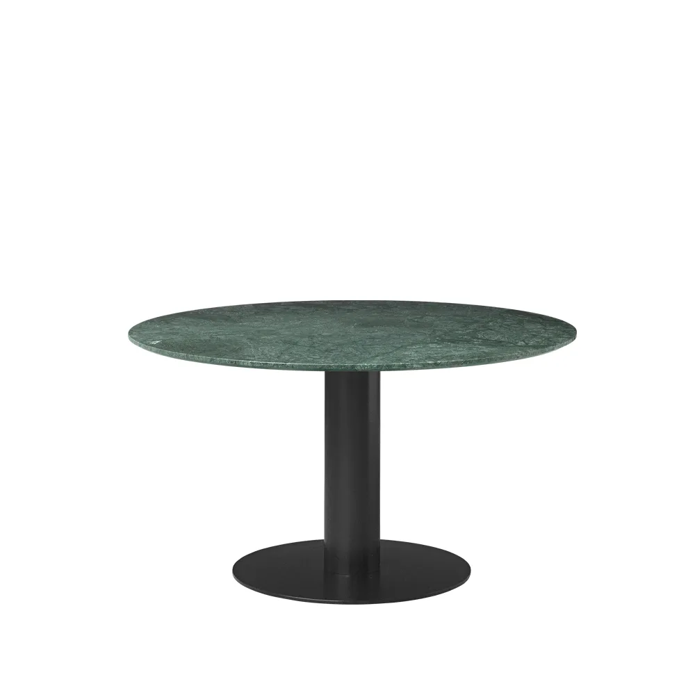 Gubi 2.0 matbord, marble green, ø130, svart stativ GUBI