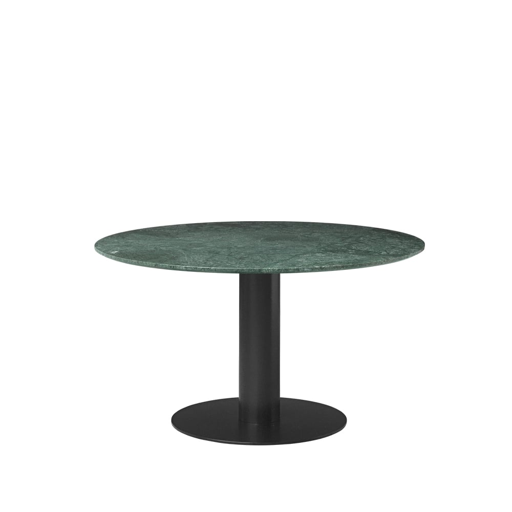 Gubi 2.0 matbord marble green, ø130, svart stativ | Skandinavisk Design | Matbord | Grön