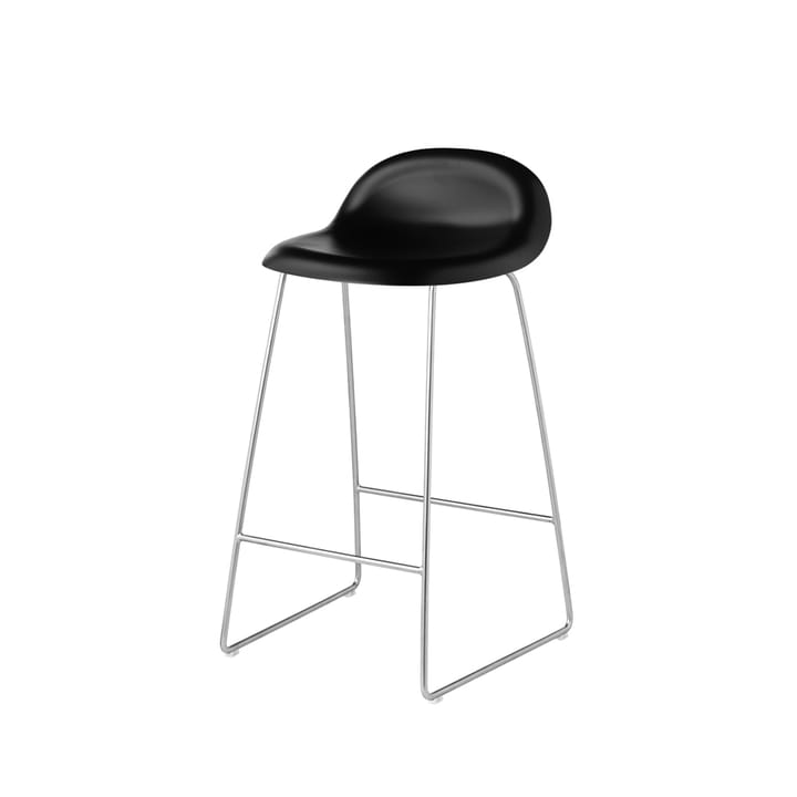 Gubi 3D barstol låg, black, kromade stålmedar GUBI