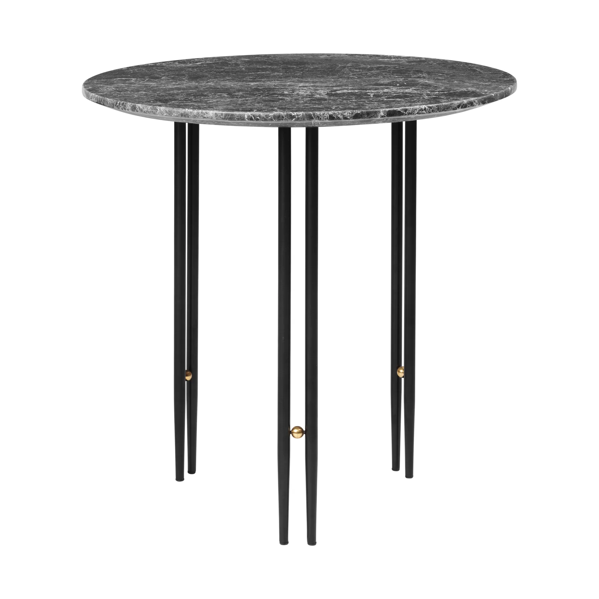 IOI soffbord Ø50 cm, Svart-mässing-grå marmor GUBI