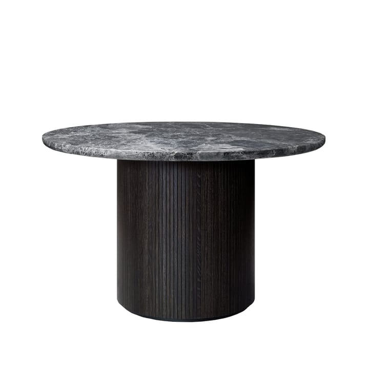 Moon matbord runt - marble grey, Ø120 cm, brun/svartbetsad fot - GUBI