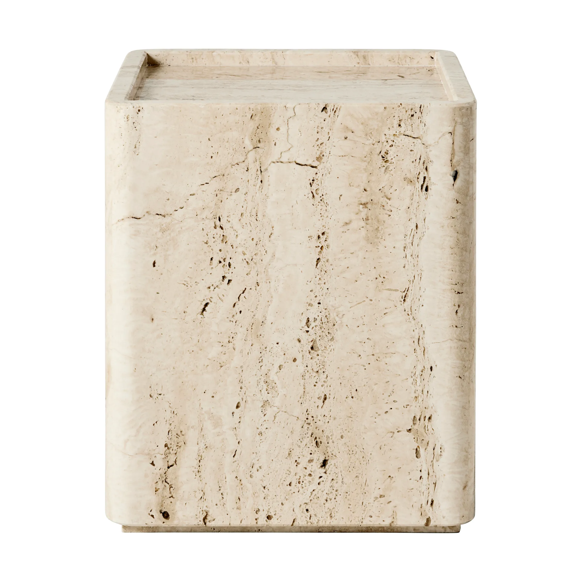 Pietra sidobord 33x33x40 cm, Neutral white travertine GUBI