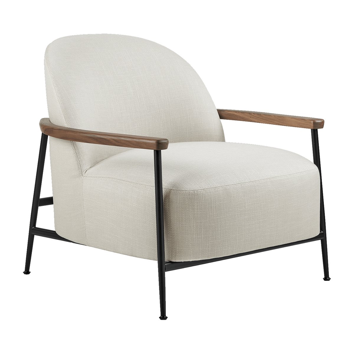 GUBI Sejour loungefåtölj med armstöd Plain 0001-black-walnut