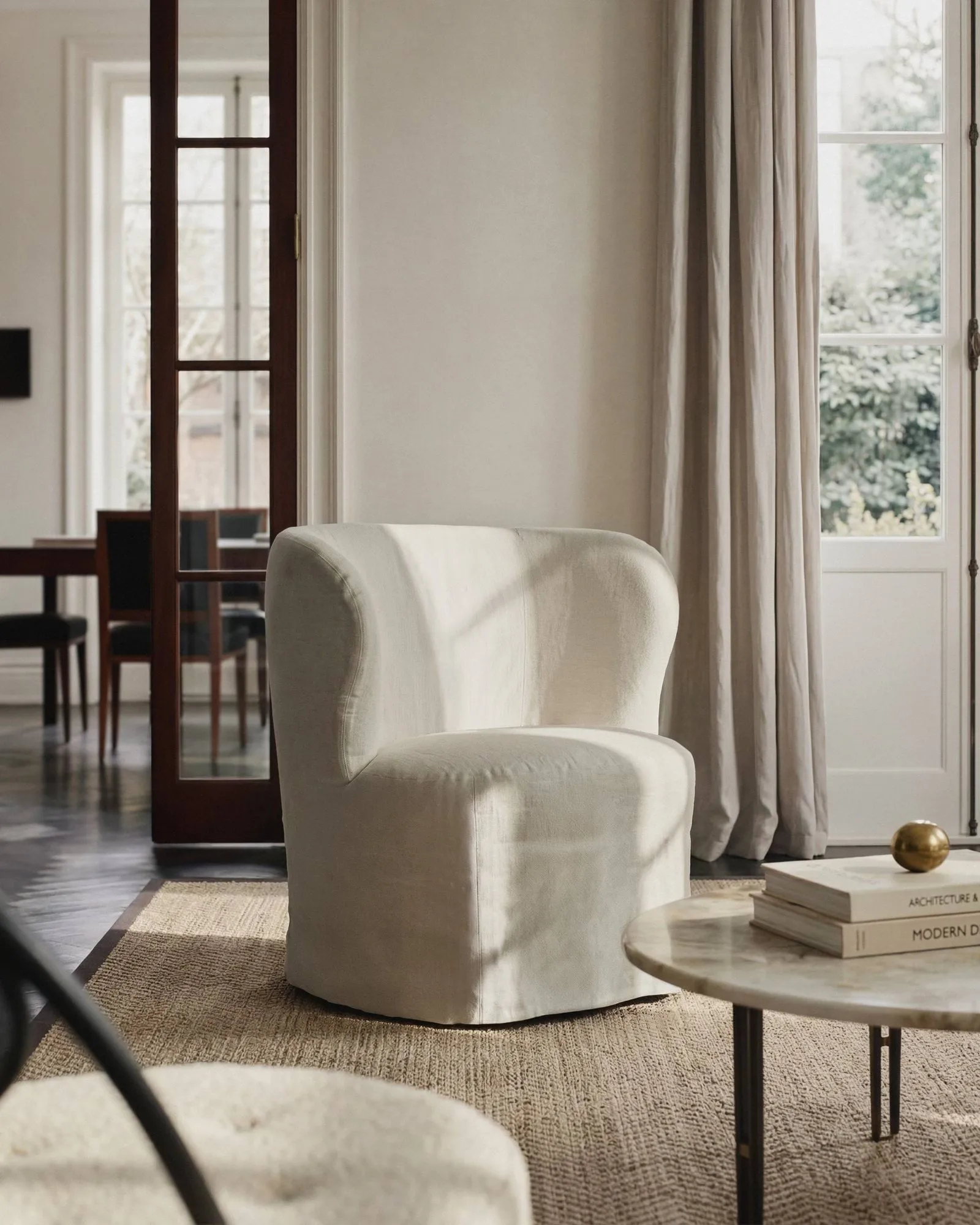 Stay Slipcover loungestol, Linen Flax 0024, small GUBI