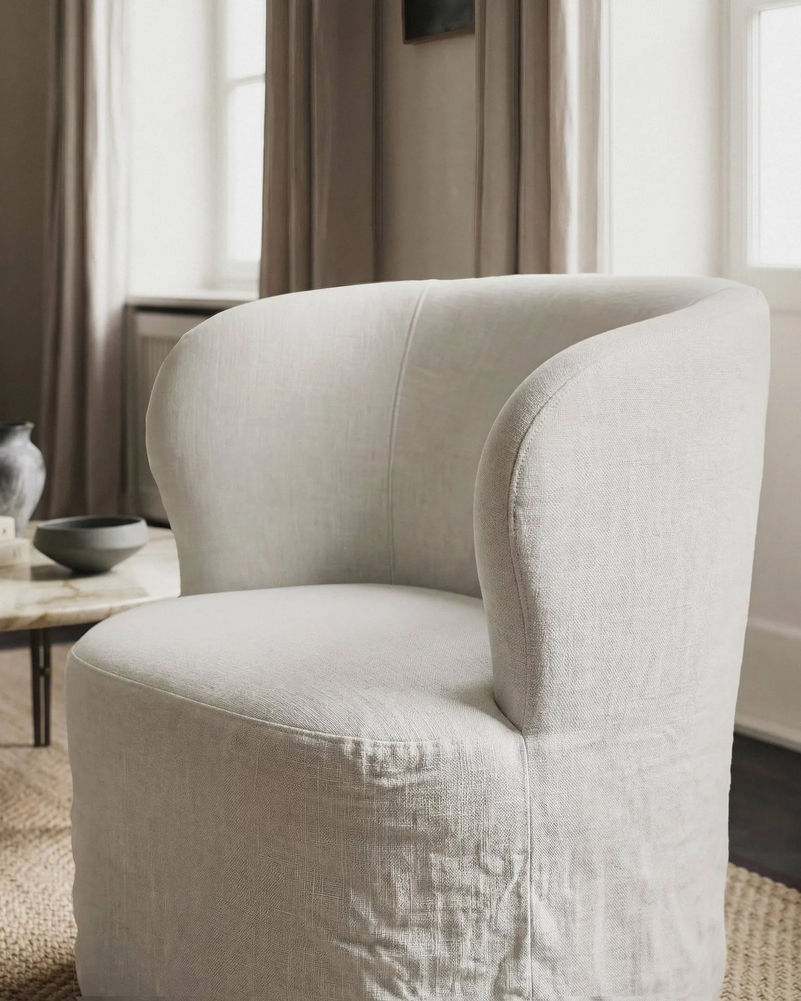 Stay Slipcover loungestol, Linen Natural 0023, large GUBI