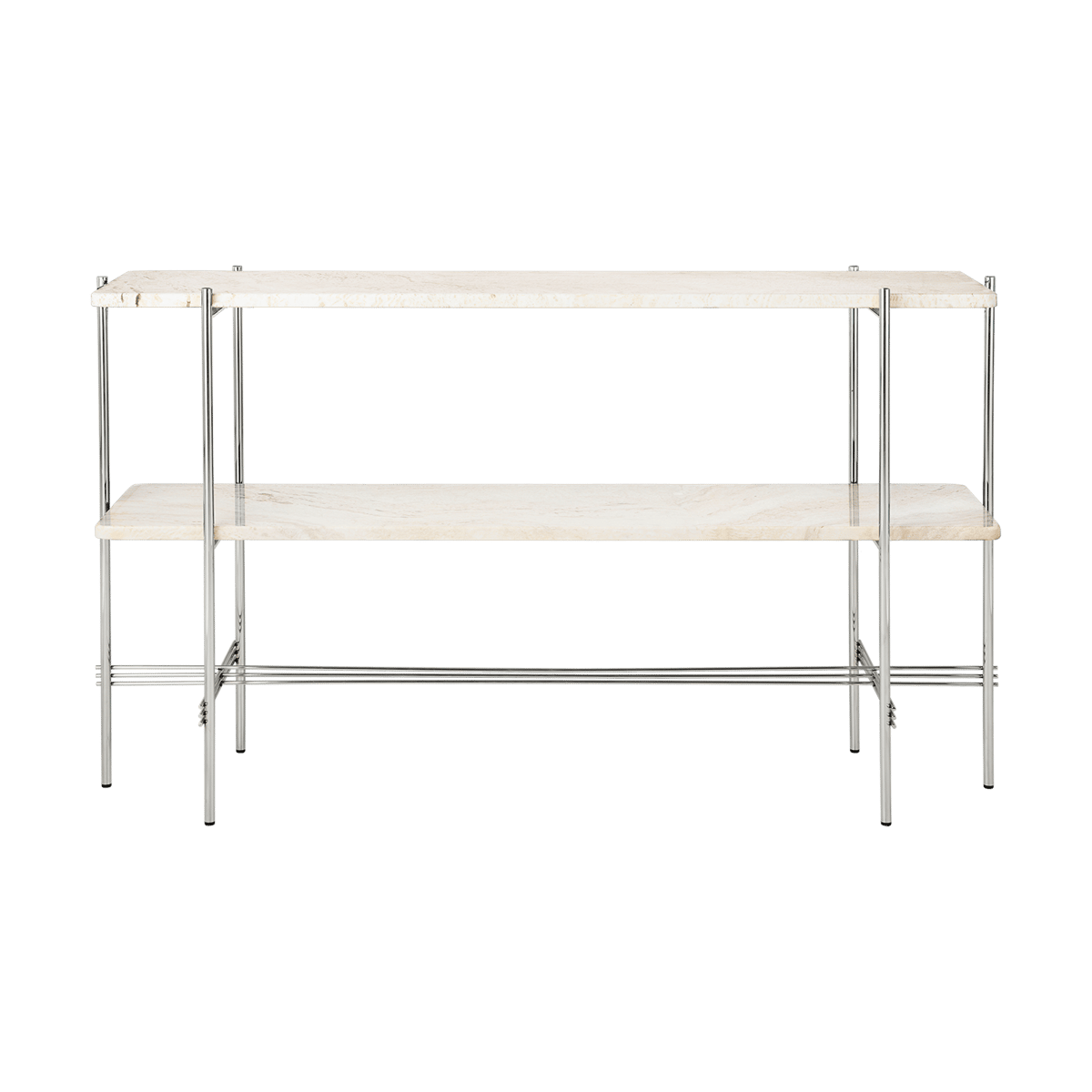 GUBI TS Console avlastningsbord 120x30x72 cm Neutral white travertine-stål