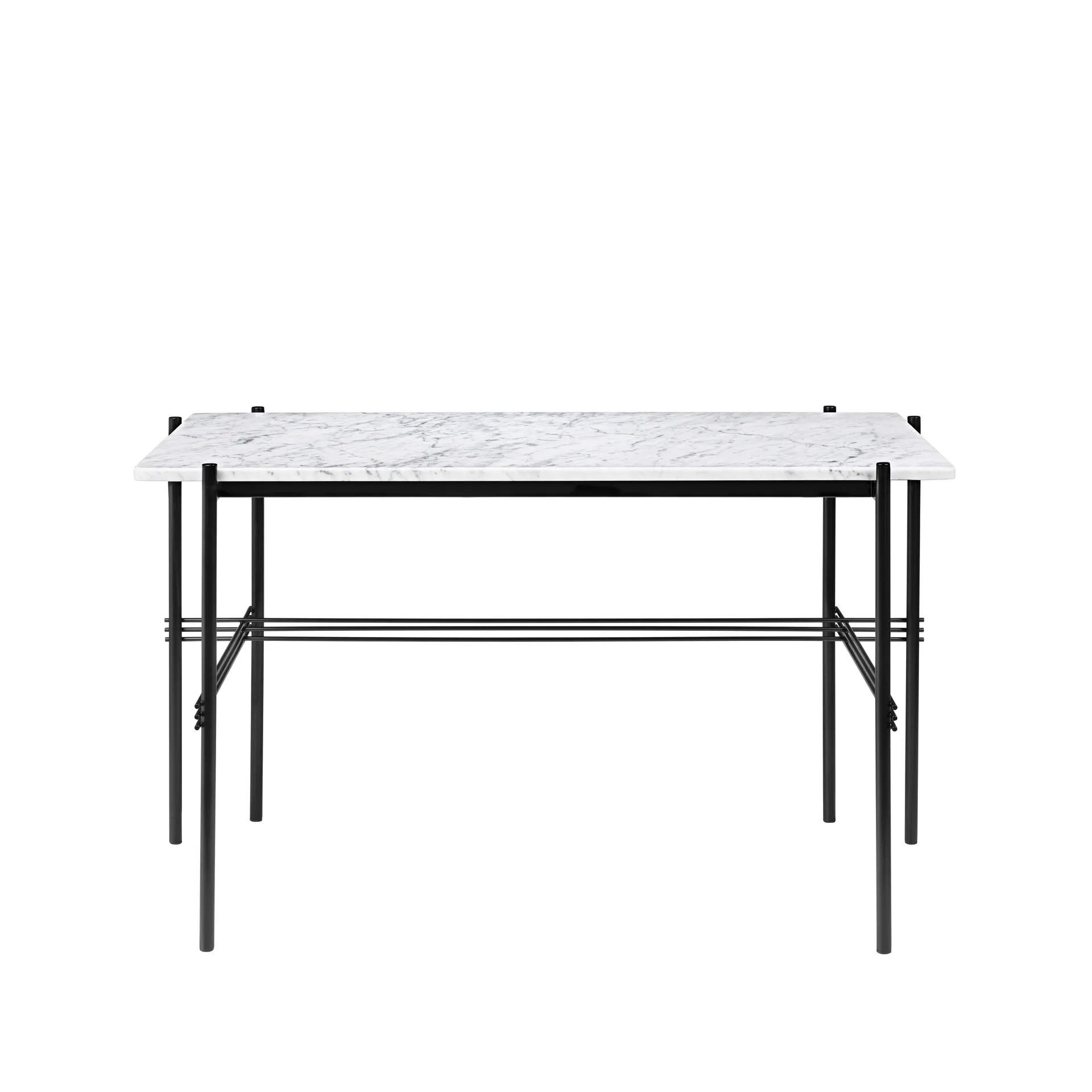 TS Desk skrivbord, marble white, svartlackerat stål GUBI