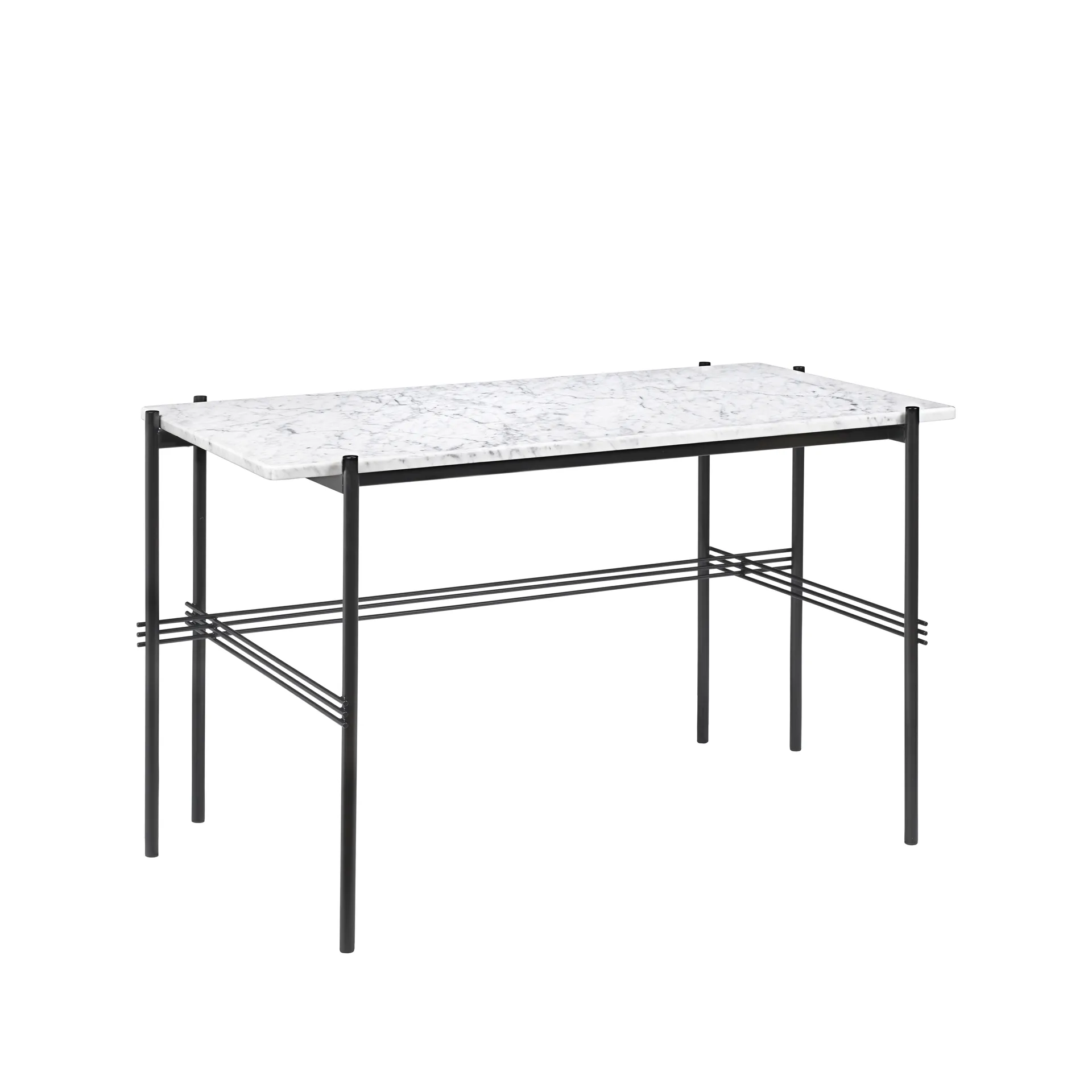 TS Desk skrivbord, marble white, svartlackerat stål GUBI