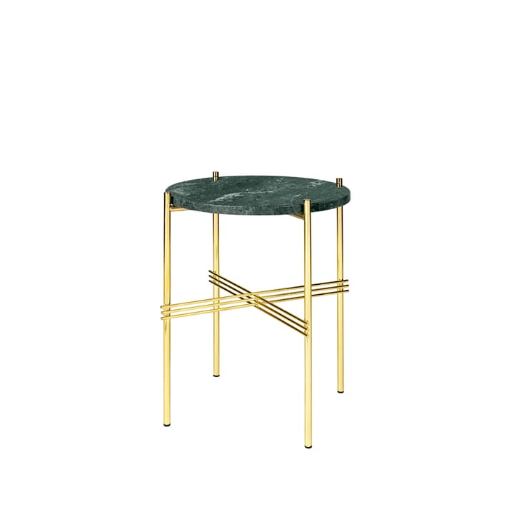 TS Round sidobord - green guatemala marble, ø40, mässingsstativ - GUBI