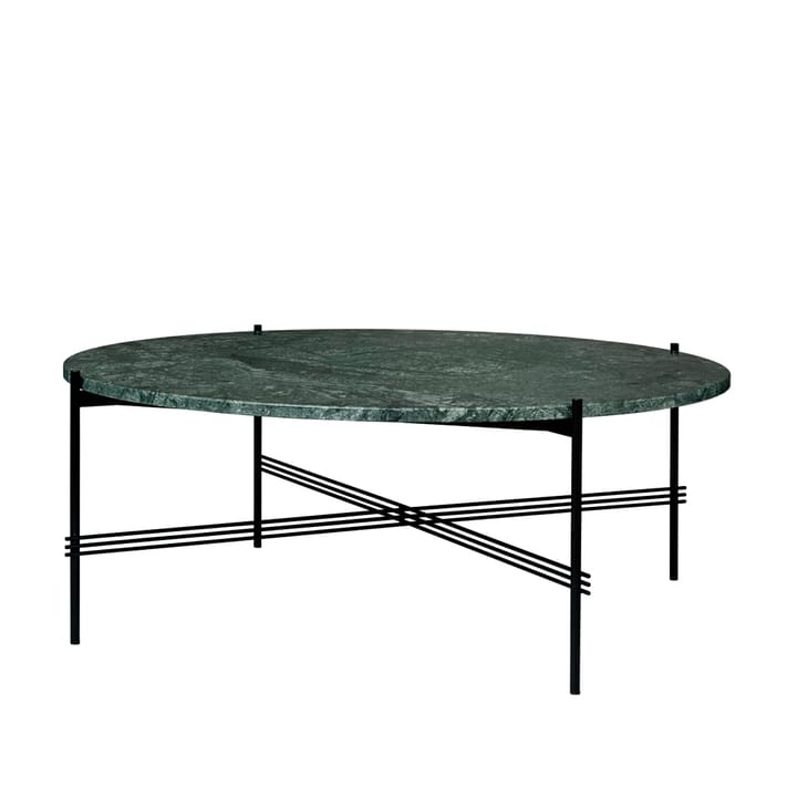 TS Round Soffbord - green guatemala marble, ø105, svart stativ - GUBI