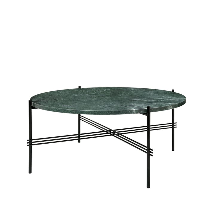 TS Round Soffbord - green guatemala marble, ø80, svart stativ - GUBI
