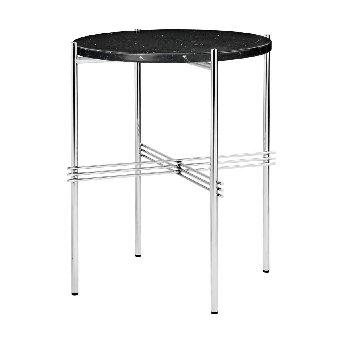 GUBI TS sidobord polerat stål 40 Black marquina marble
