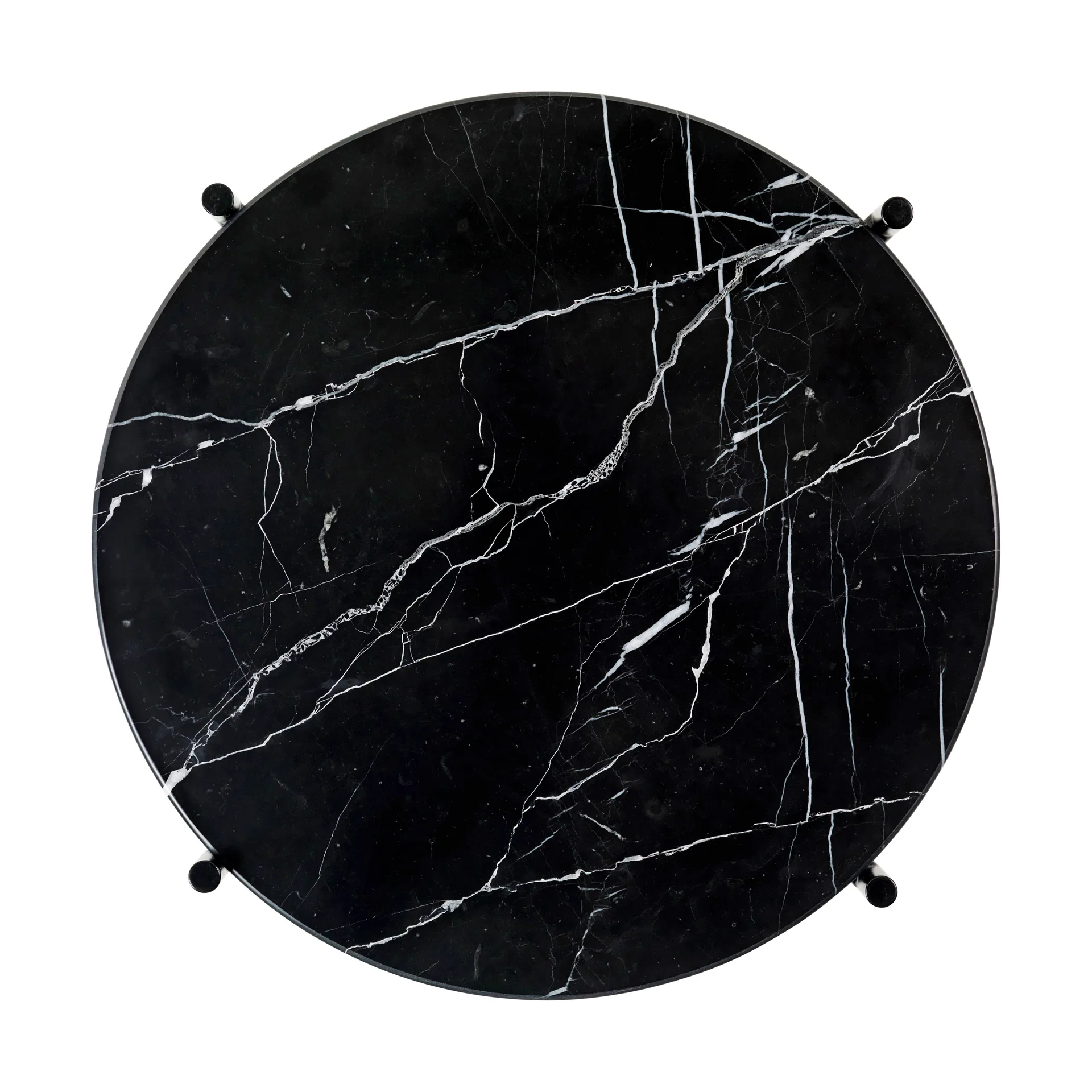 TS sidobord polerat stål Ø40, Black marquina marble GUBI
