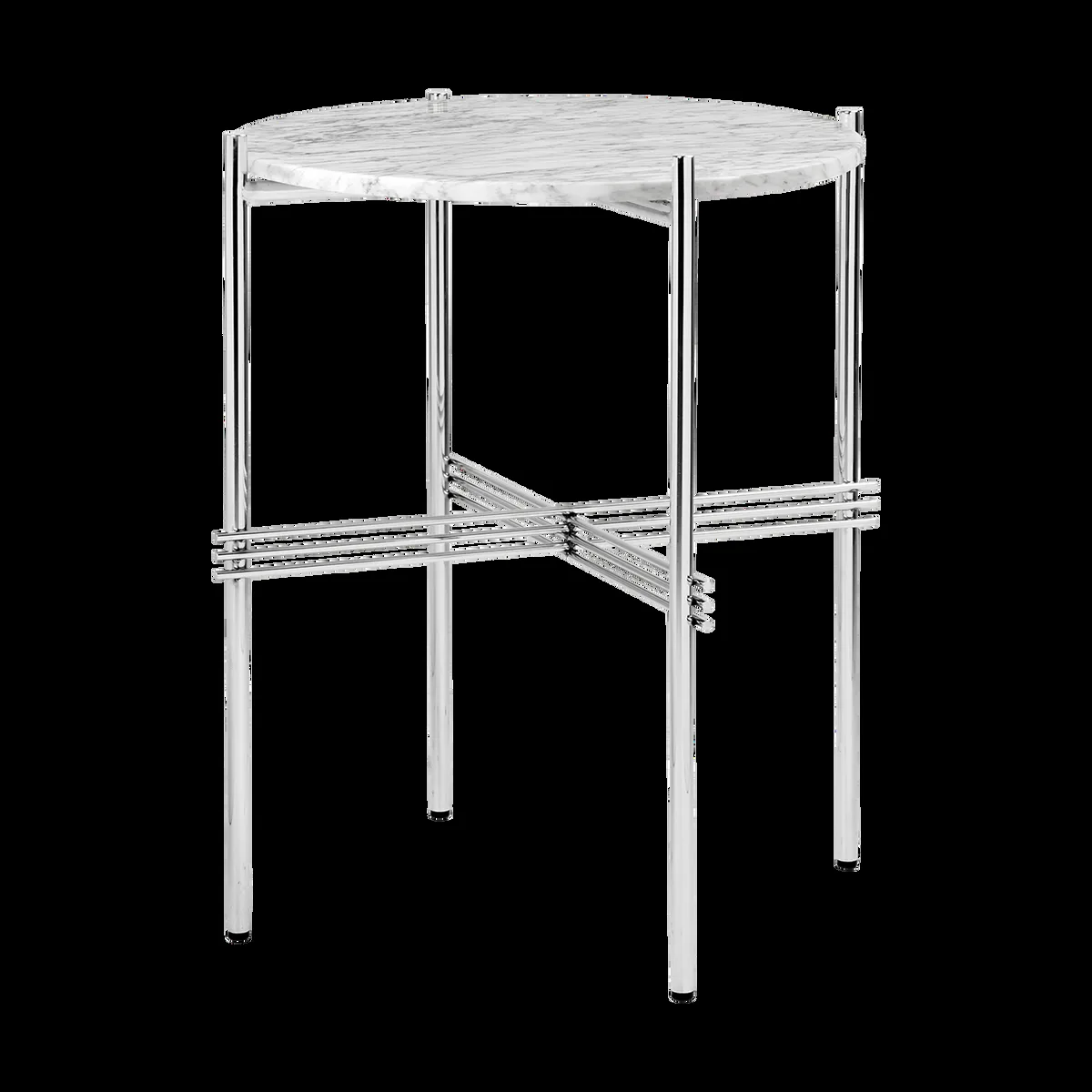 GUBI TS sidobord polerat stål Ø40 White carrara marble