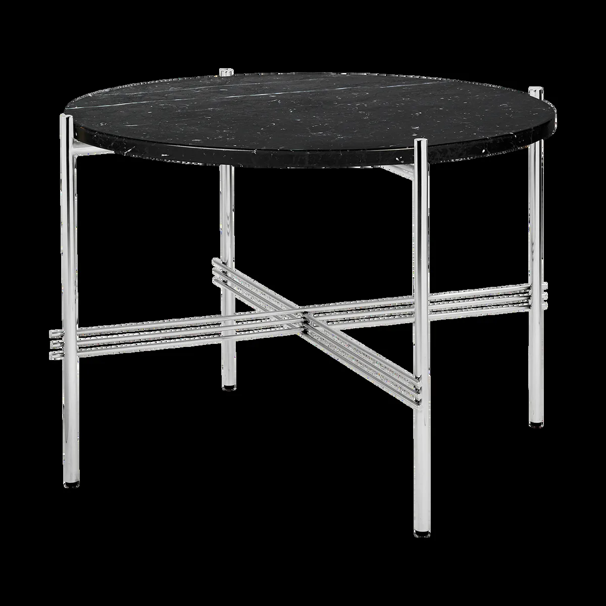 GUBI TS soffbord polerat stål Ø55 Black marquina marble