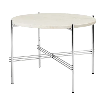TS soffbord polerat stål Ø55 - Neutral white travertine - GUBI