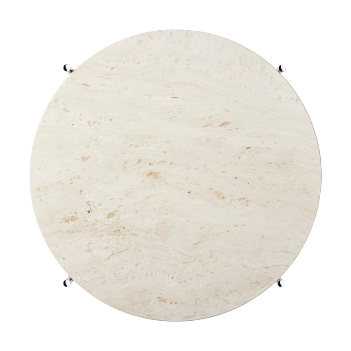 TS soffbord polerat stål Ø55 - Neutral white travertine - GUBI