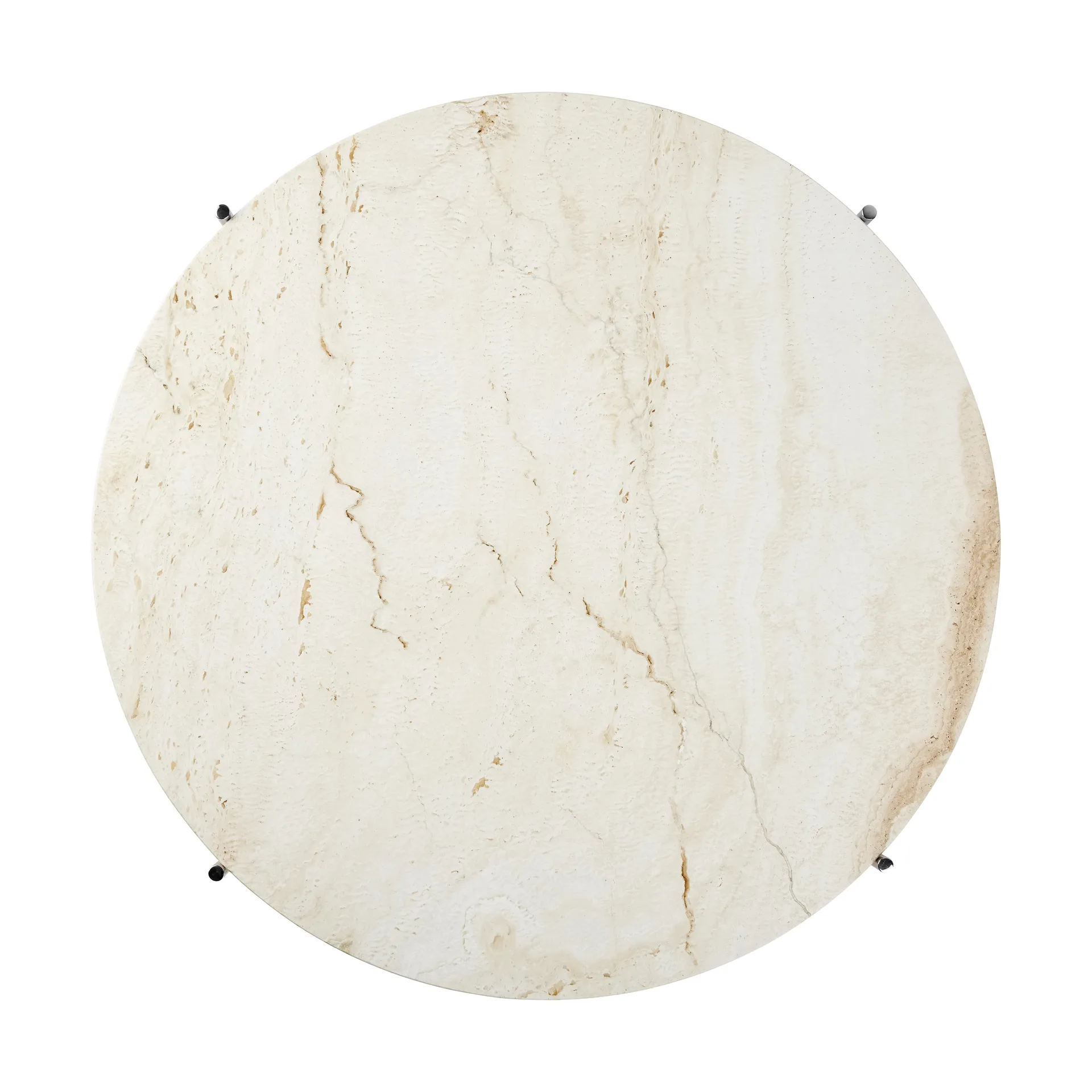 TS soffbord polerat stål Ø80, Neutral white travertine GUBI