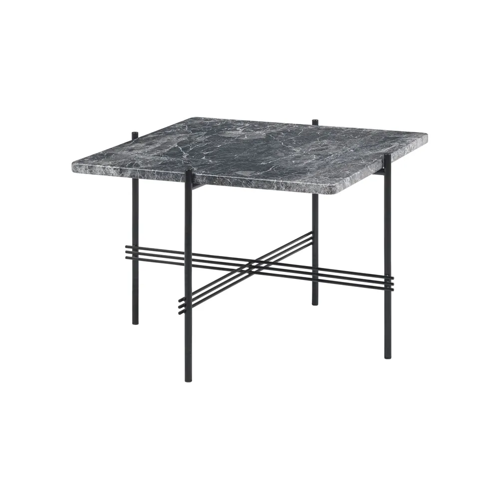 TS Square soffbord, grey emperador marble, 55x55 cm, svart stativ GUBI