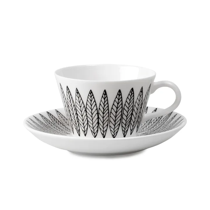 Svart Salix kaffegods, kon - Kaffekopp + fat - Gustafsbergs Porslinsfabrik