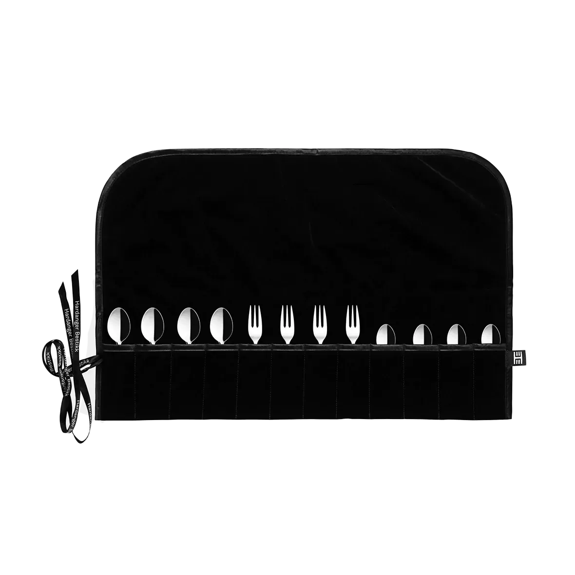 Hardanger besticklinda för dessertbestick, Svart Hardanger Bestikk