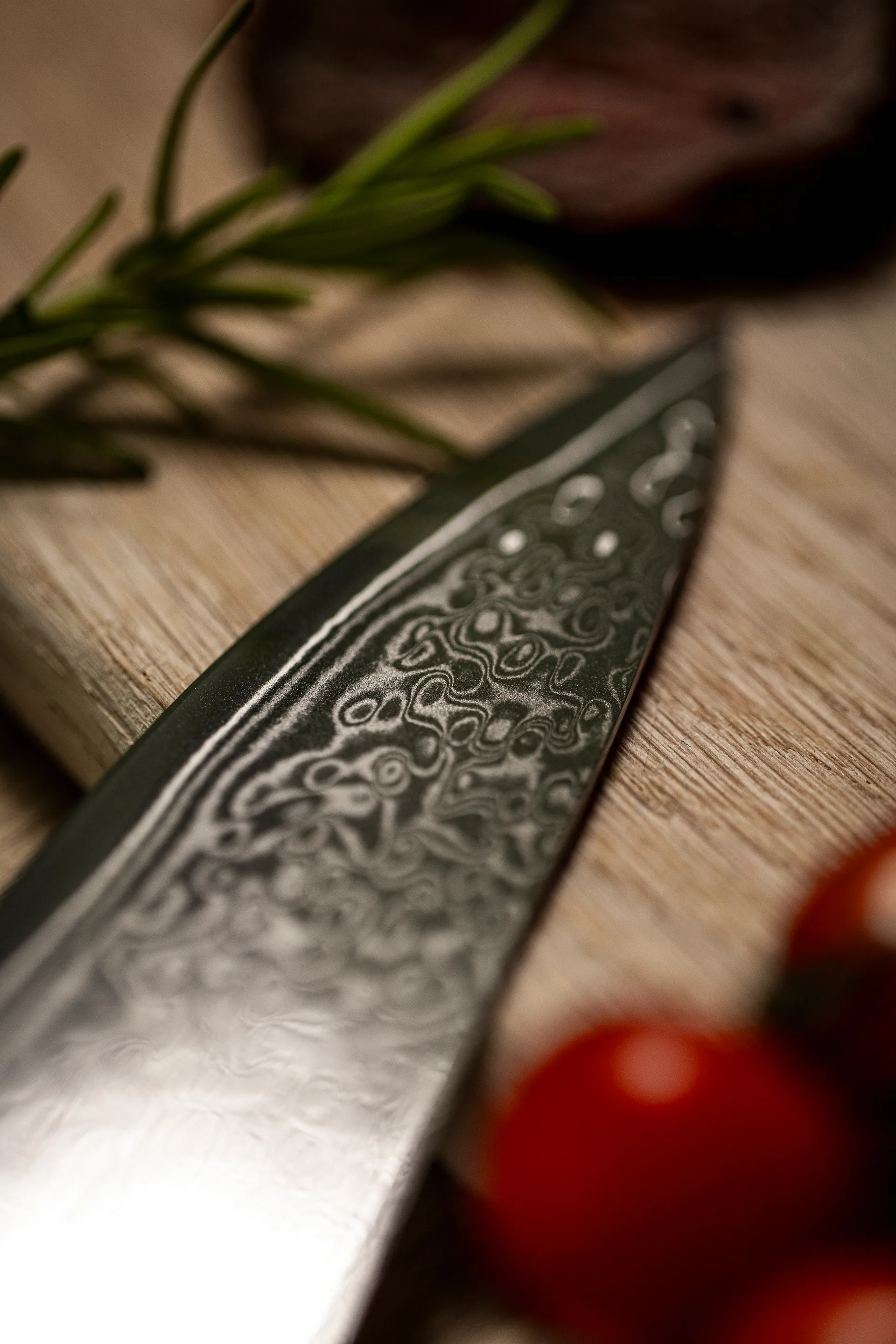 Damascus knivset 6-delar, Brun-rostfritt stål Hâws