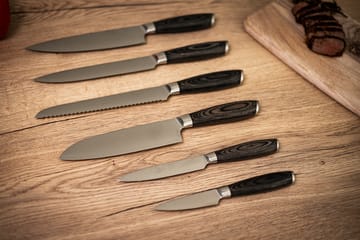 Damascus knivset 6-delar - Brun-rostfritt stål - Hâws