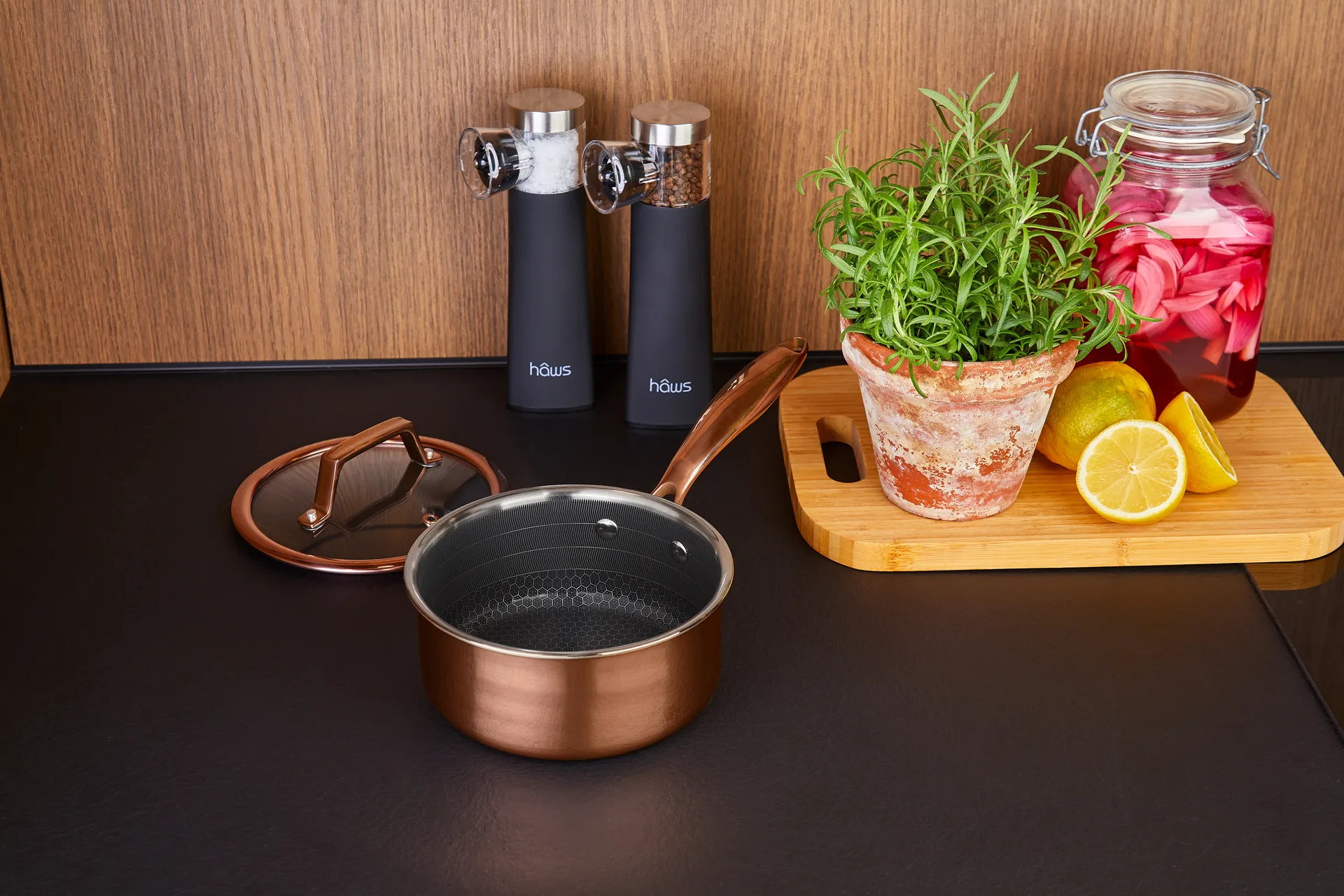 Hâws Santo kastrull med lock hybrid coating 1,5 L, Rose Gold Hâws