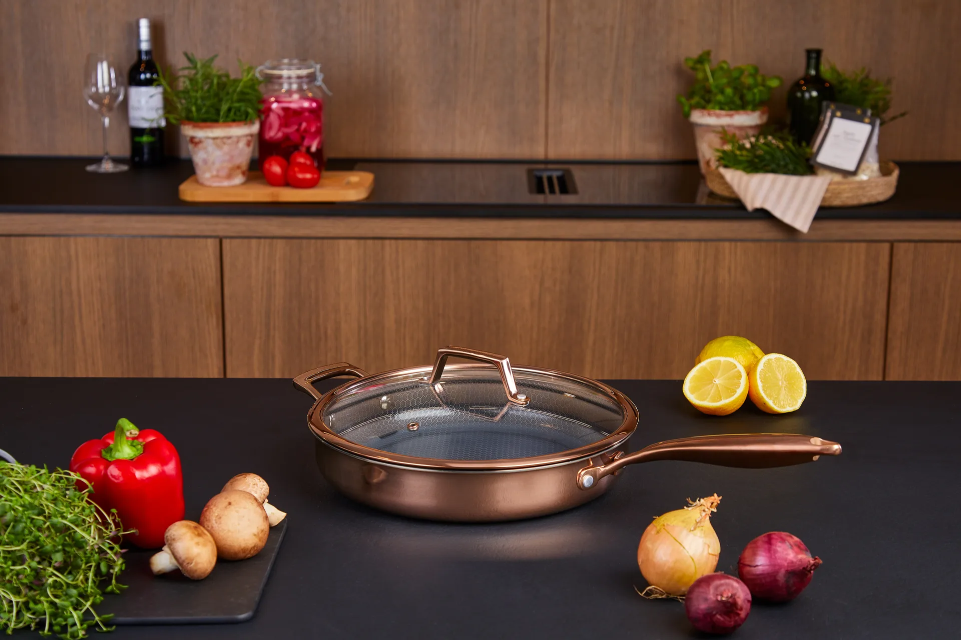 Hâws Santo traktörpanna med lock hybrid coating, Rose Gold Hâws