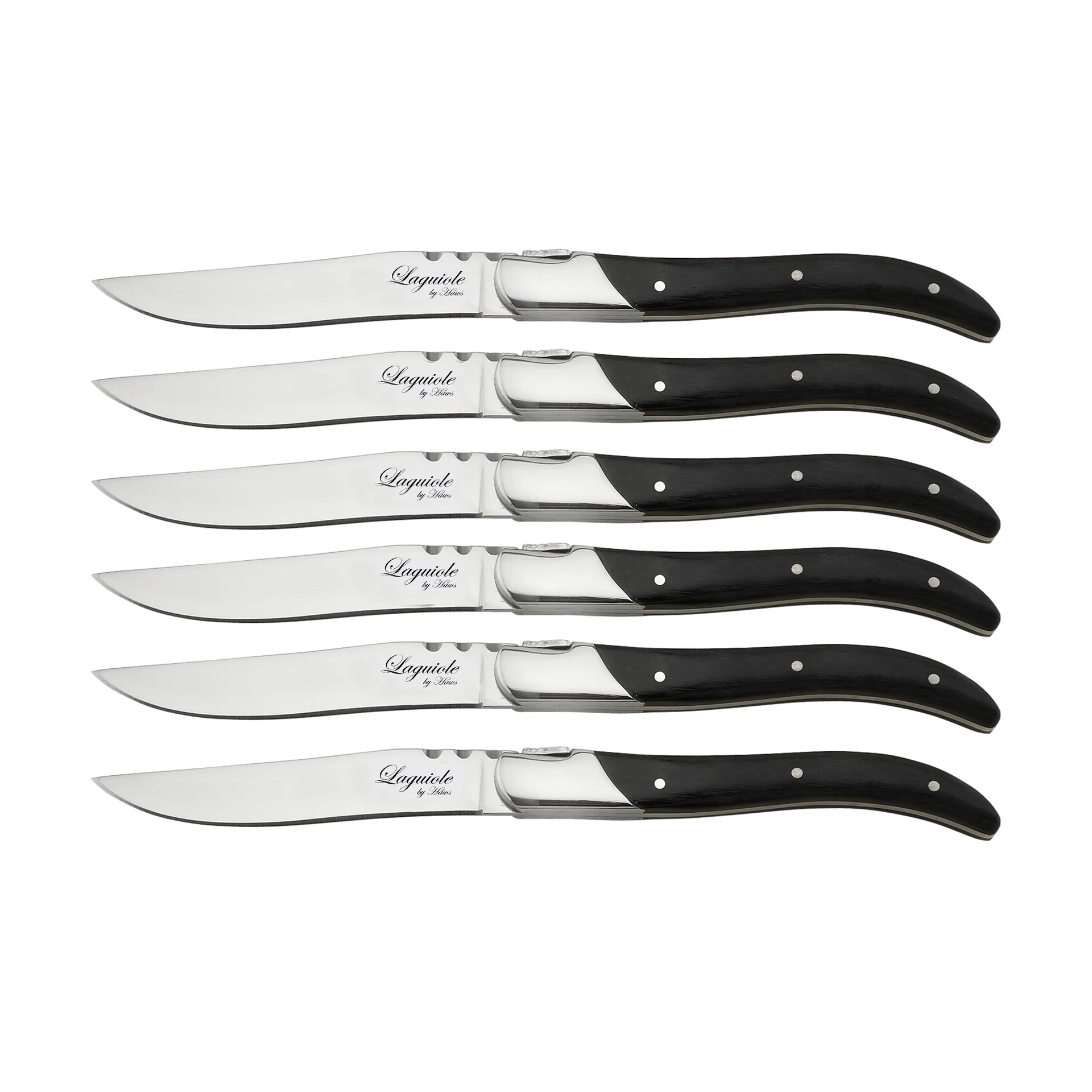 Laguiole By Hâws grillkniv 6-pack, Black Wood Hâws