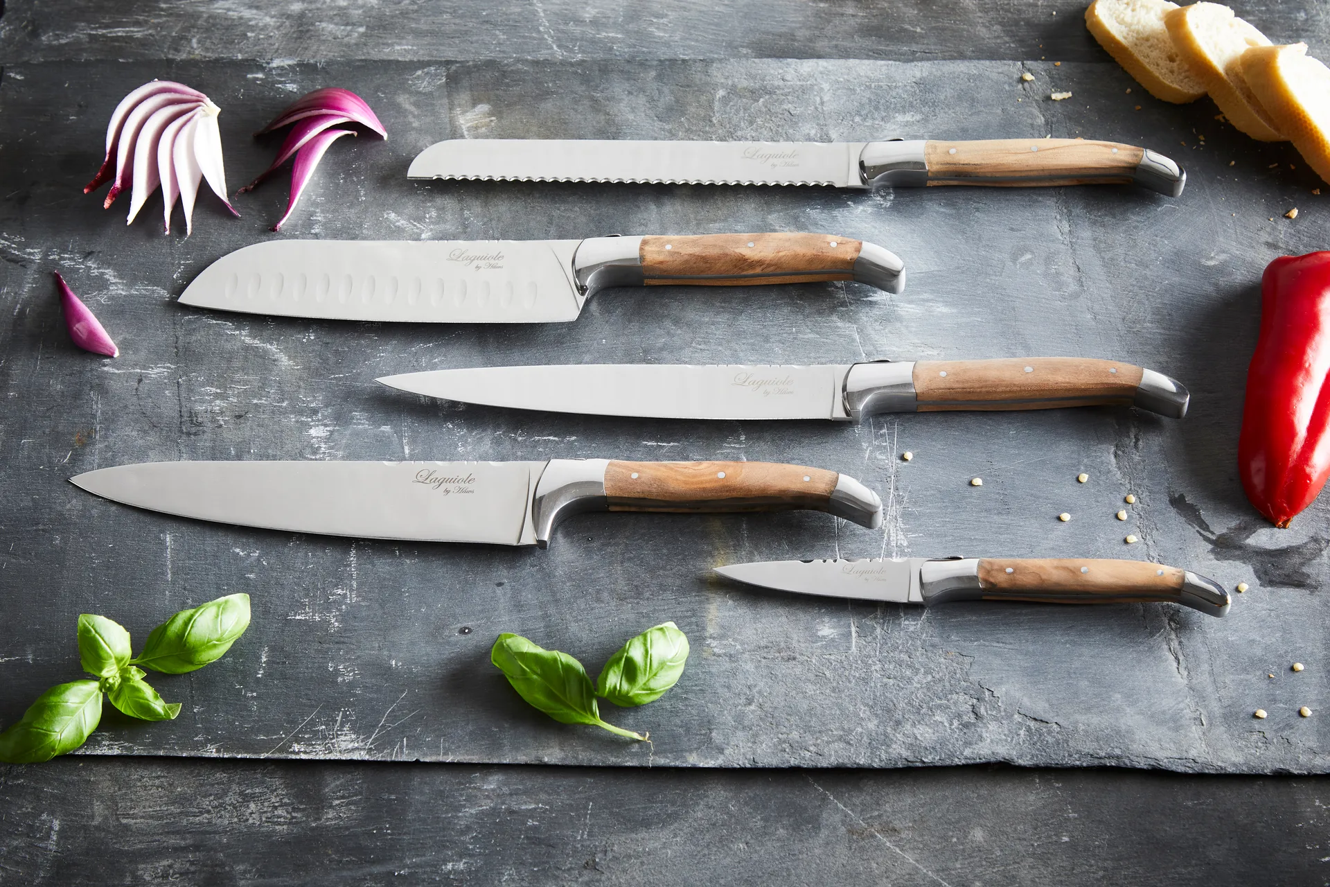 Laguiole By Hâws kockknivsset 5-delar, Olive Hâws