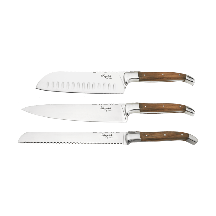 Laguiole By Hâws kockknivsset med skärbräda 4-delar - Olivträ-rostfritt stål-bambu - Hâws