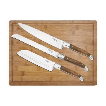 Laguiole By Hâws kockknivsset med skärbräda 4-delar - Olivträ-rostfritt stål-bambu - Hâws