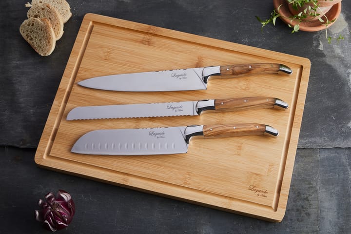 Laguiole By Hâws kockknivsset med skärbräda 4-delar, Olivträ-rostfritt stål-bambu Hâws