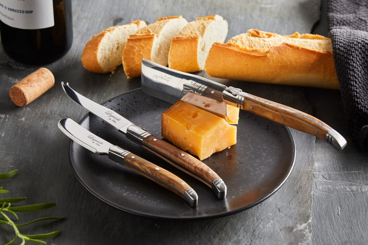 Laguiole By Hâws ostknivset med skärbräda 4-delar, Bambu-olivträ-rostfritt stål Hâws