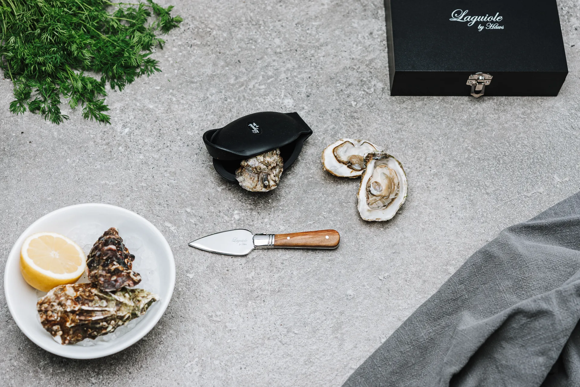 Laguiole by Hâws ostronset 2-delar, Olivträ-rostfritt stål Hâws