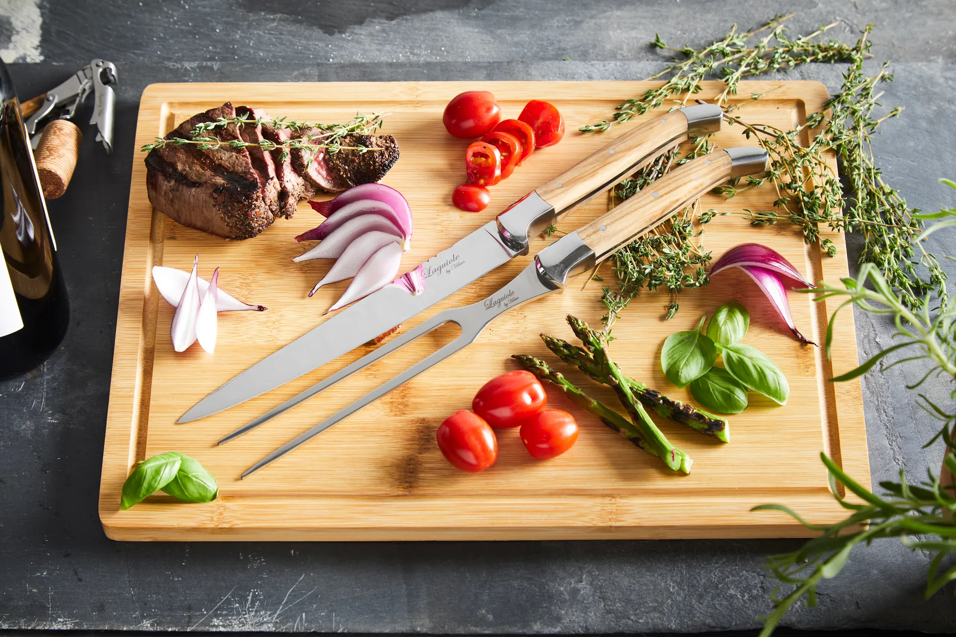 Laguiole By Hâws trancherset med skärbräda 3-delar, Olive Hâws