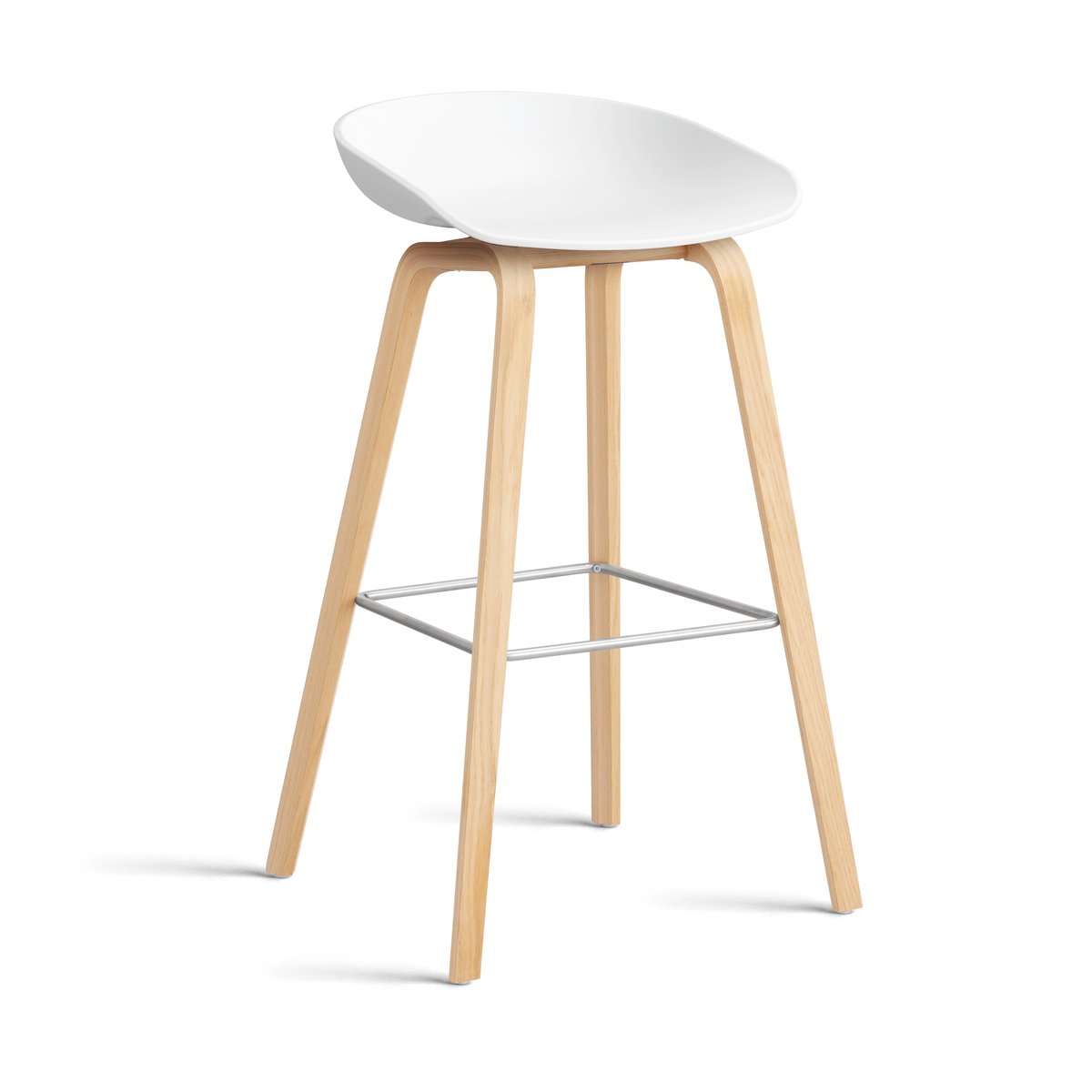 HAY About a Stool 32 High barstol såpat ekstativ 2.0 Vit-rostfritt stålstöd