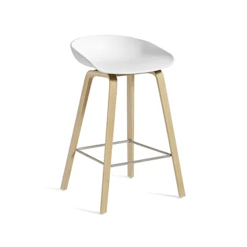 About a Stool 32 Low barstol - White-såpad ekstativ-fotstöd rostfritt - HAY