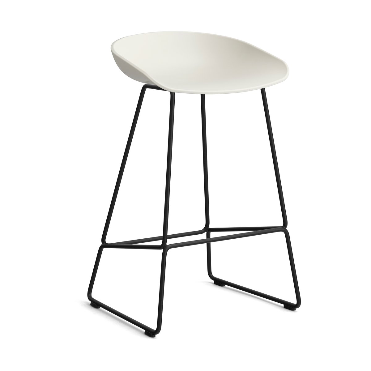 HAY About a Stool 38 Low barstol 2.0 Melange cream-svart stålstativ