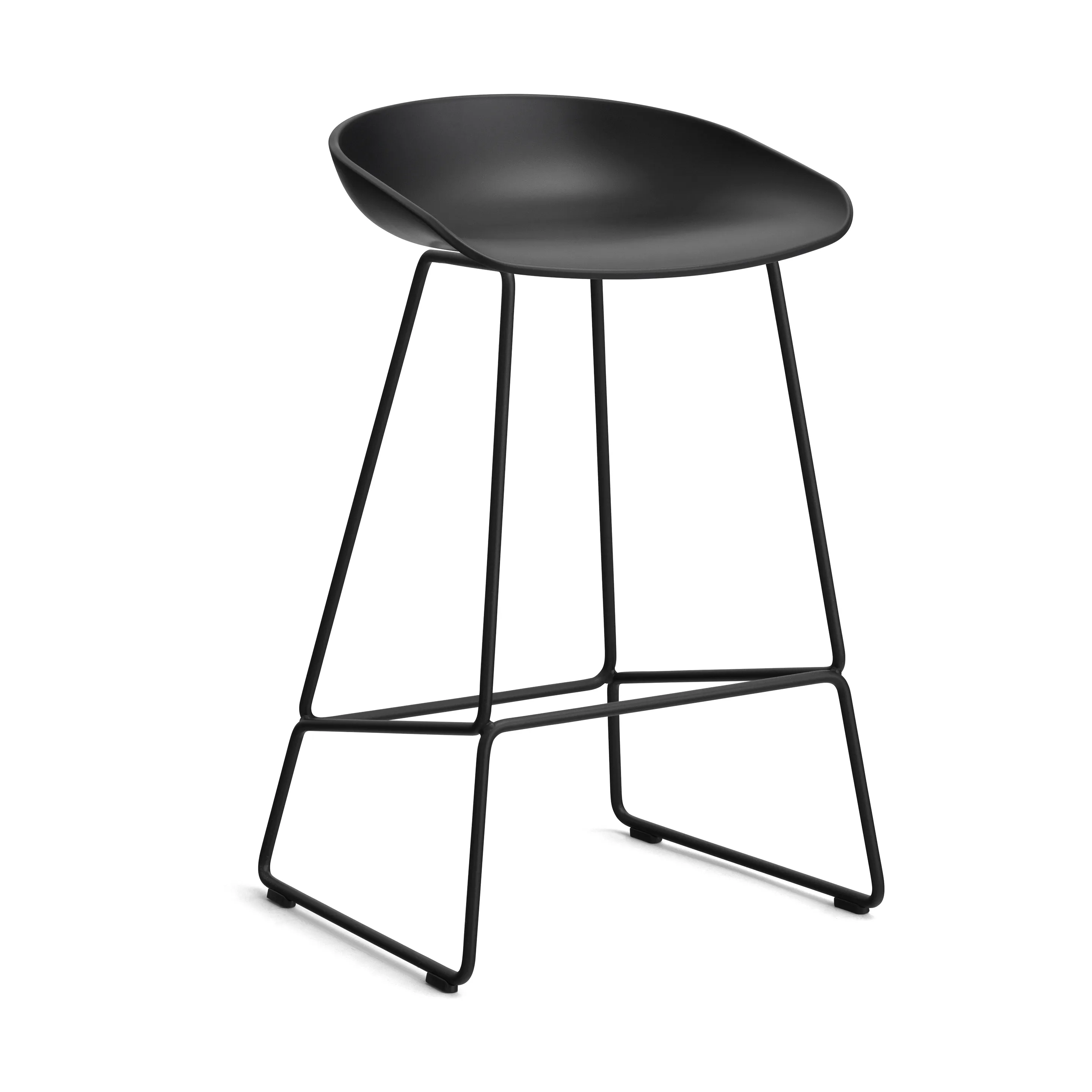 About a Stool 38 Low barstol 2.0, Svart-svart stålstativ