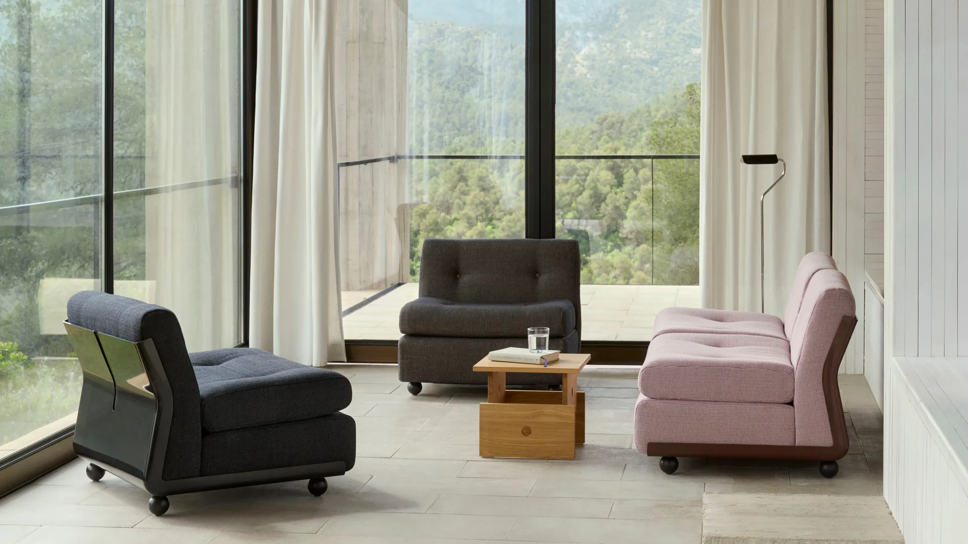 Amanta soffmodul, Anthracite-turf blue red mélange, 1-sits/fåtölj HAY