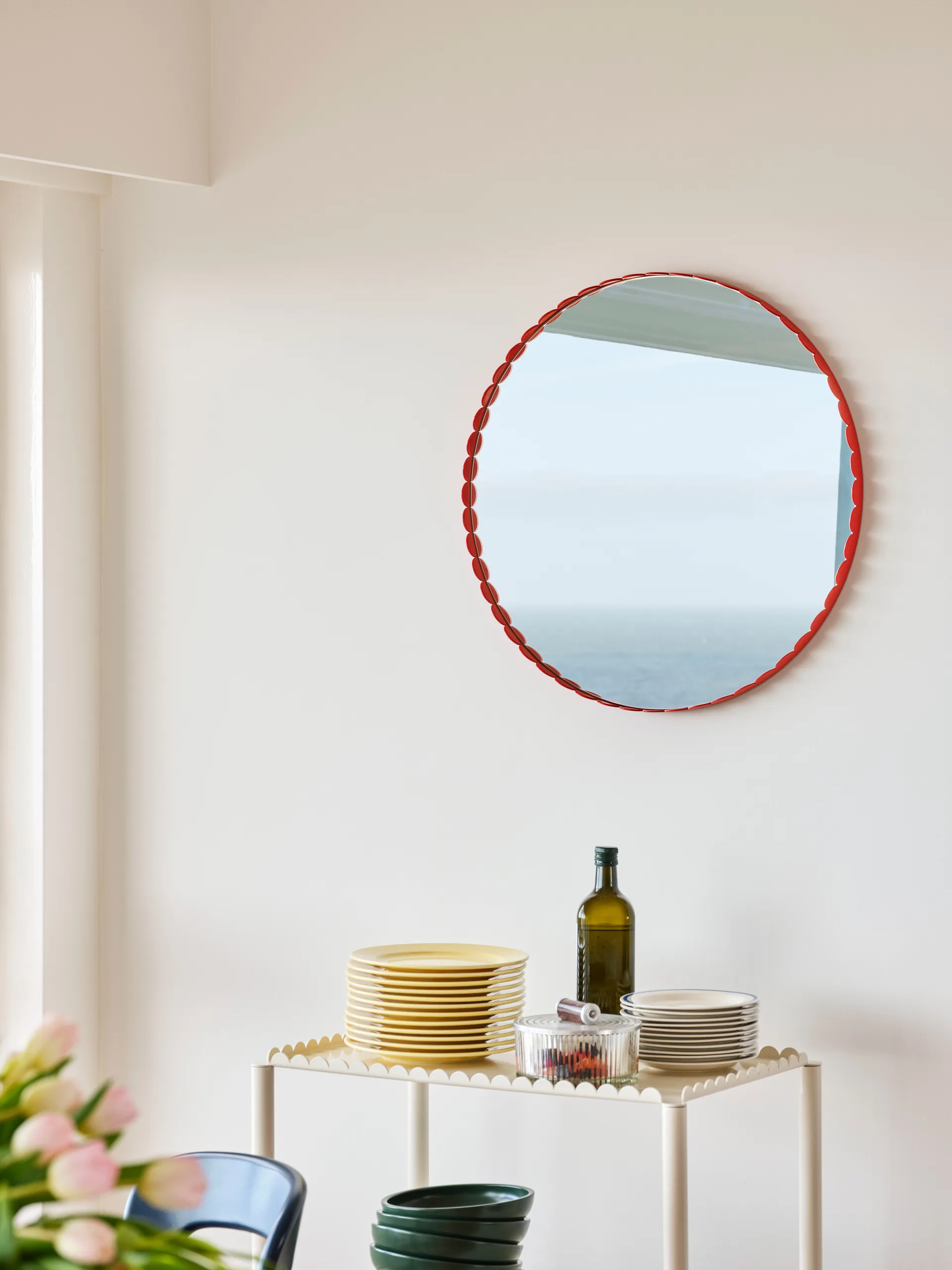 Arcs Mirror spegel Ø60 cm, Red HAY