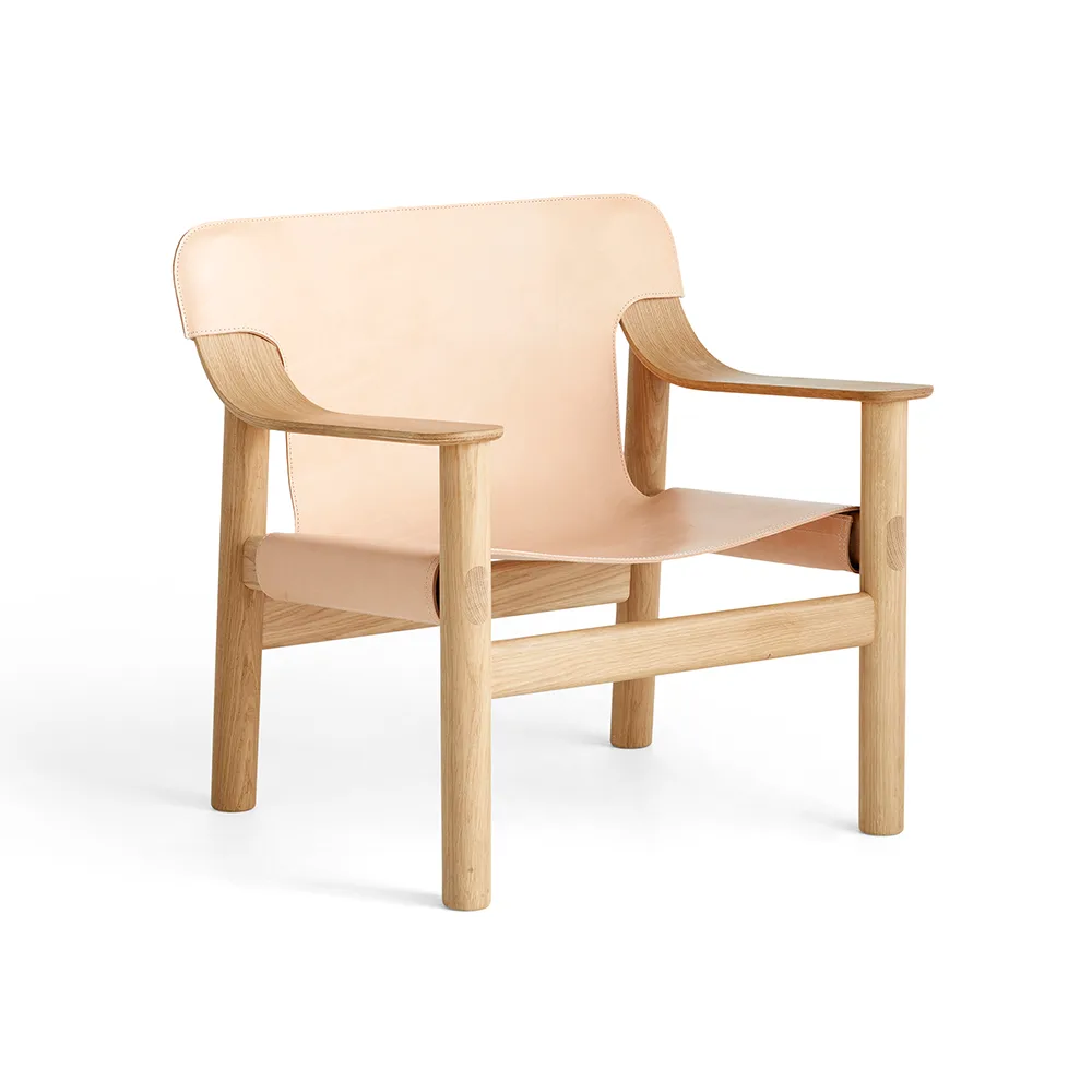 Bernard fåtölj, läder nature, vattenlackat ekstativ HAY