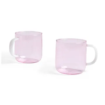 Borosilicate mugg 2-pack - Pink-white - HAY
