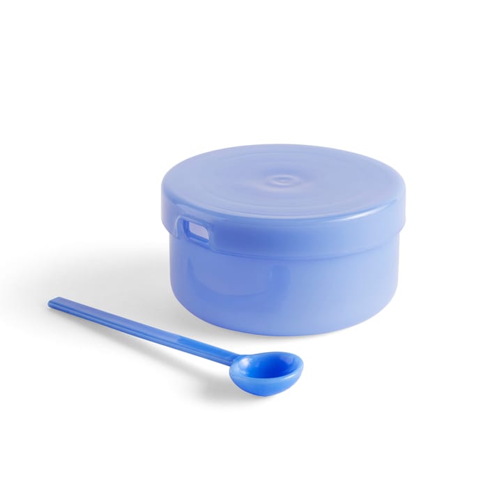 Borosilicate skål med lock och sked, Jade light blue HAY