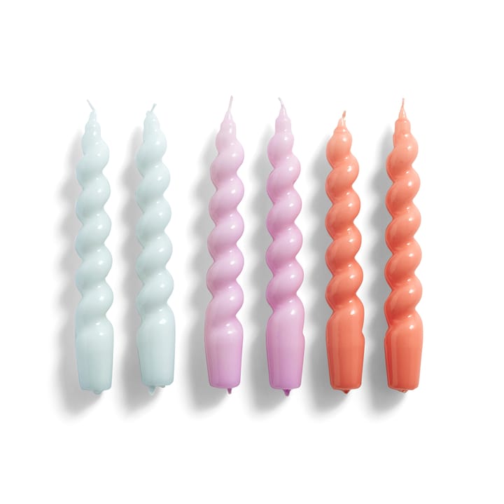 Candle Spiral ljus 6-pack - Ice blue-lilac-apricot - HAY
