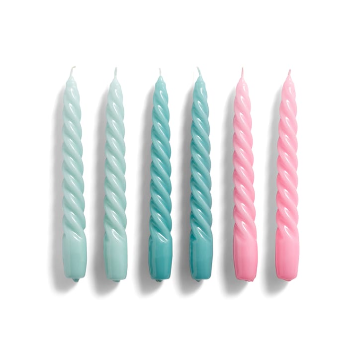 Candle Twist ljus 6-pack - Arctic blue-teal-pink - HAY